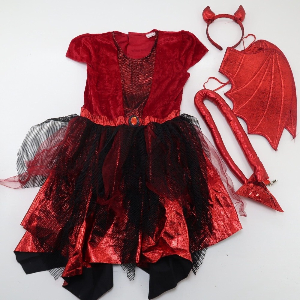 Spirit Fiery Devil Halloween Costume Red Ears Tail Wings Size Large (12) Cosplay